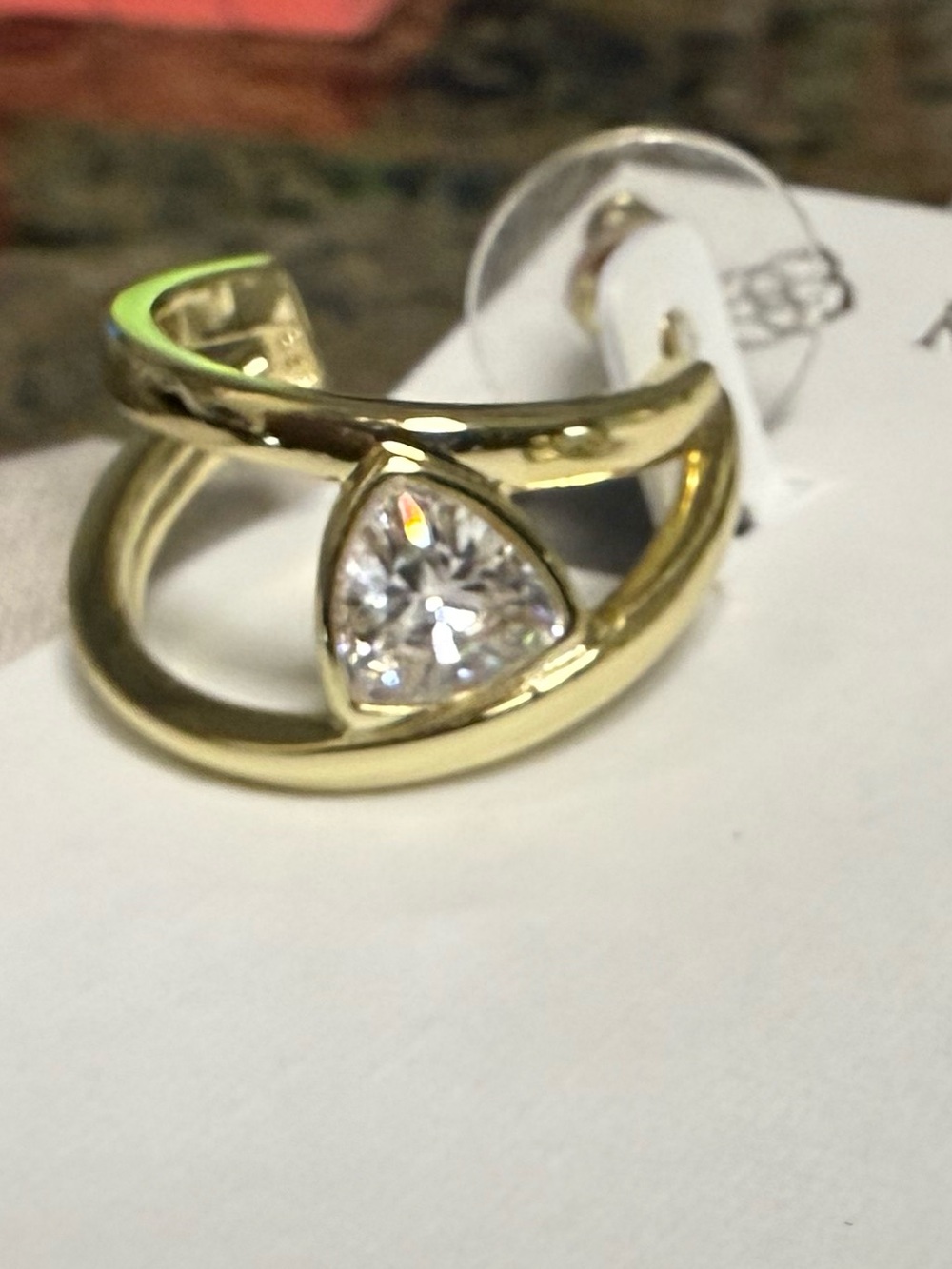 Kendra Scott Gold Hoop Earrings with Clear Trillion Stone New with tags. - Picture 4 of 7